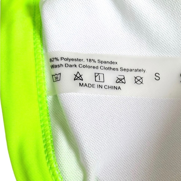 Shein Women’s Small 2 Piece Neon Green Triangle Top High Cut Cheeky Bottom - Picture 6 of 7